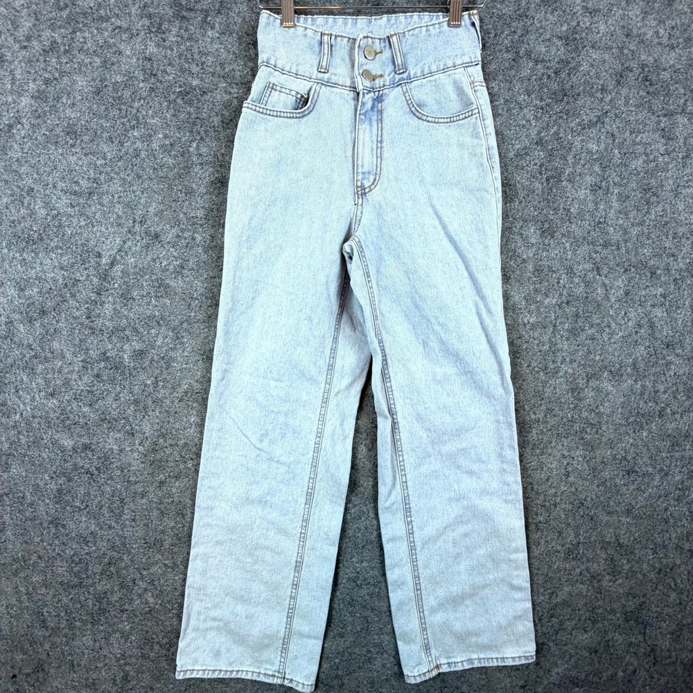 Aura Jeans Womens 26 S Blue Denim Light Wash Super Basic Fit Retro High Waist